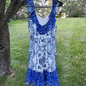 ELIZA J Women's Dress Sleeveless Blue and White NWT